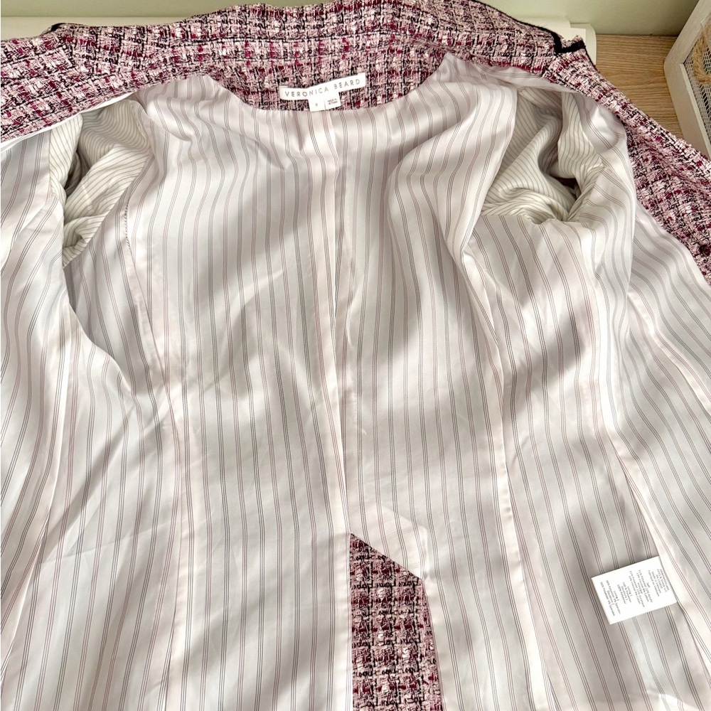 VERONICA BEARD | Theron Pink Purple Tweed Dickey Blazer Jacket US 8 - Picture 11 of 12